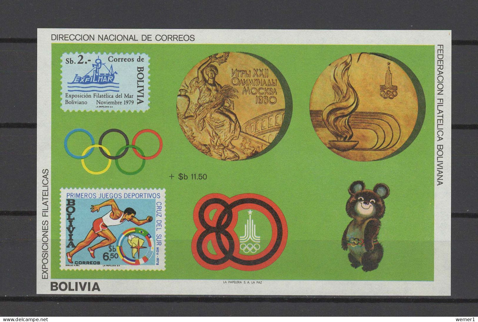 Bolivia 1980 Olympic Games Moscow, Athletics S/s MNH -scarce- - Sommer 1980: Moskau