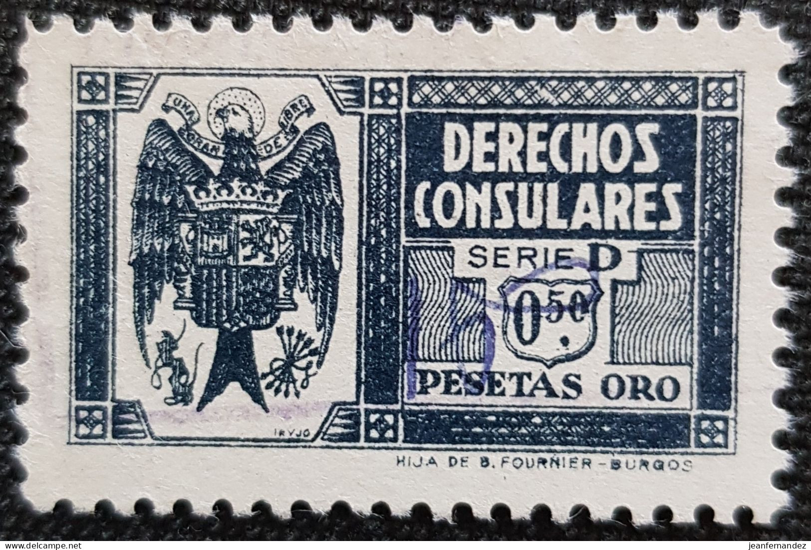 Fiscales Derechos Consulares Serie D 0.50 PTAS ORO - Revenue Stamps