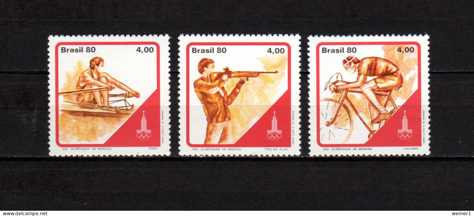 Brazil 1980 Olympic Games Moscow, Rowing, Shooting, Cycling Set Of 3 MNH - Estate 1980: Mosca