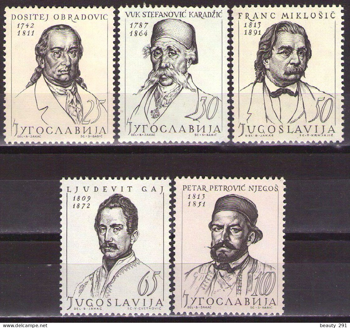 Yugoslavia 1963 - Famous People - Mi 1064-1068 - MNH**VF - Ungebraucht