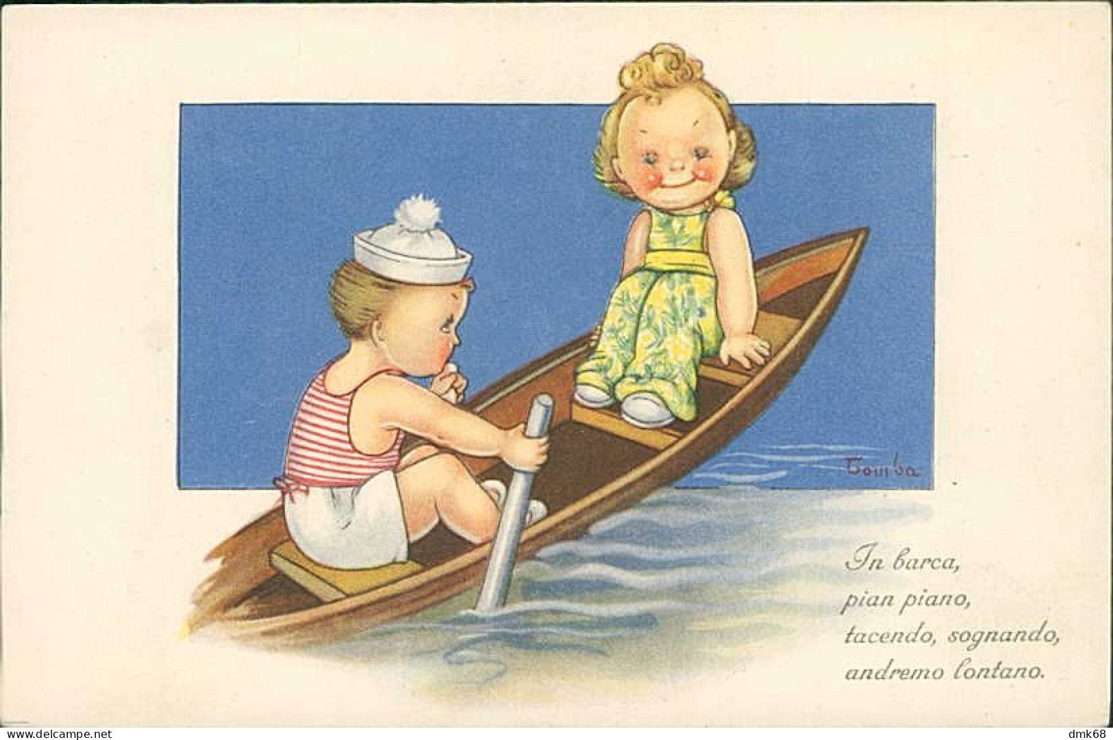 MARIA PIA FRANZONI TOMBA SIGNED 1940s POSTCARD - SPORT - CHILDREN &  BOATING (5711) - Other & Unclassified
