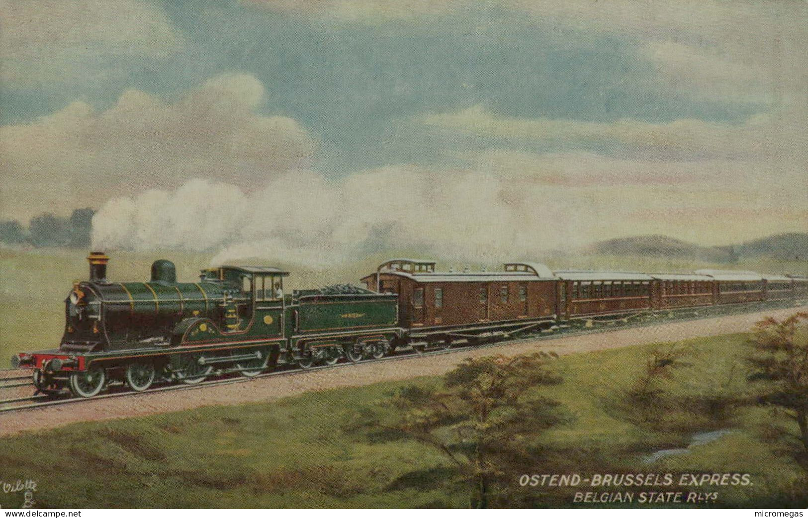 Ostend-Brussels Express, Belgian State Rlys - Tuck's Postcard - Trains