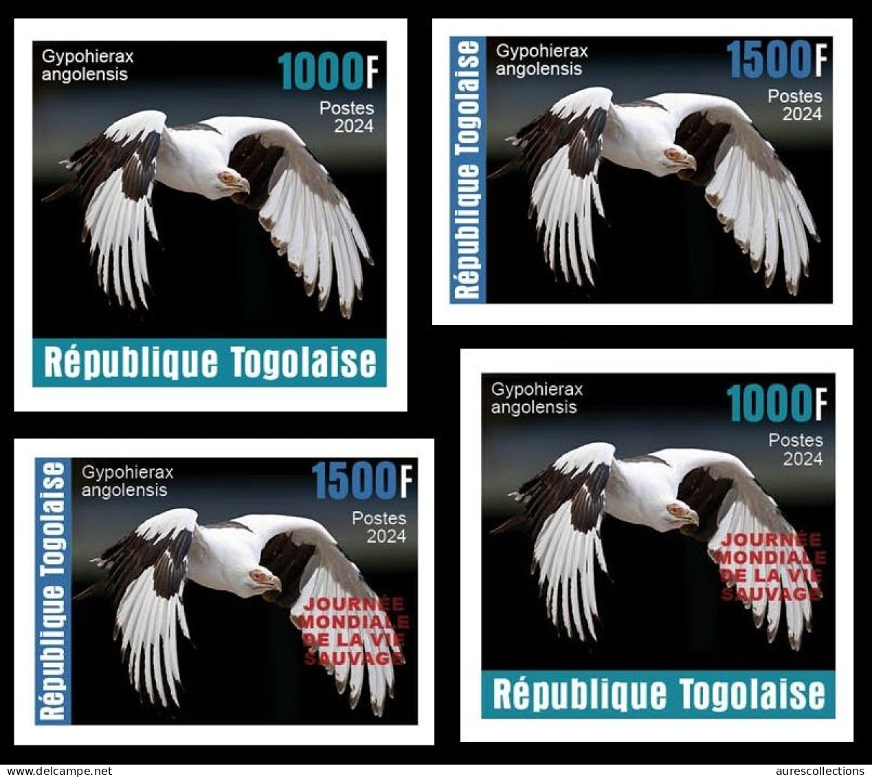 TOGO 2024 SET 4V IMPERF - REG & OVERPRINT - EAGLE EAGLES VULTURE VULTURES AIGLES AIGLE - BIRDS OISEAUX VOGEL - MNH - Adler & Greifvögel