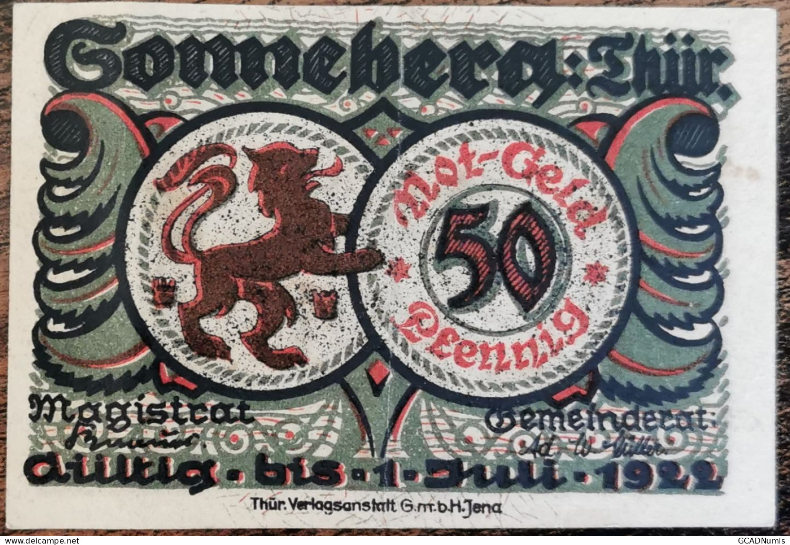 Billet Allemagne 50 Pfennig GONNEBERG THÜR 1922 - [11] Lokale Uitgaven