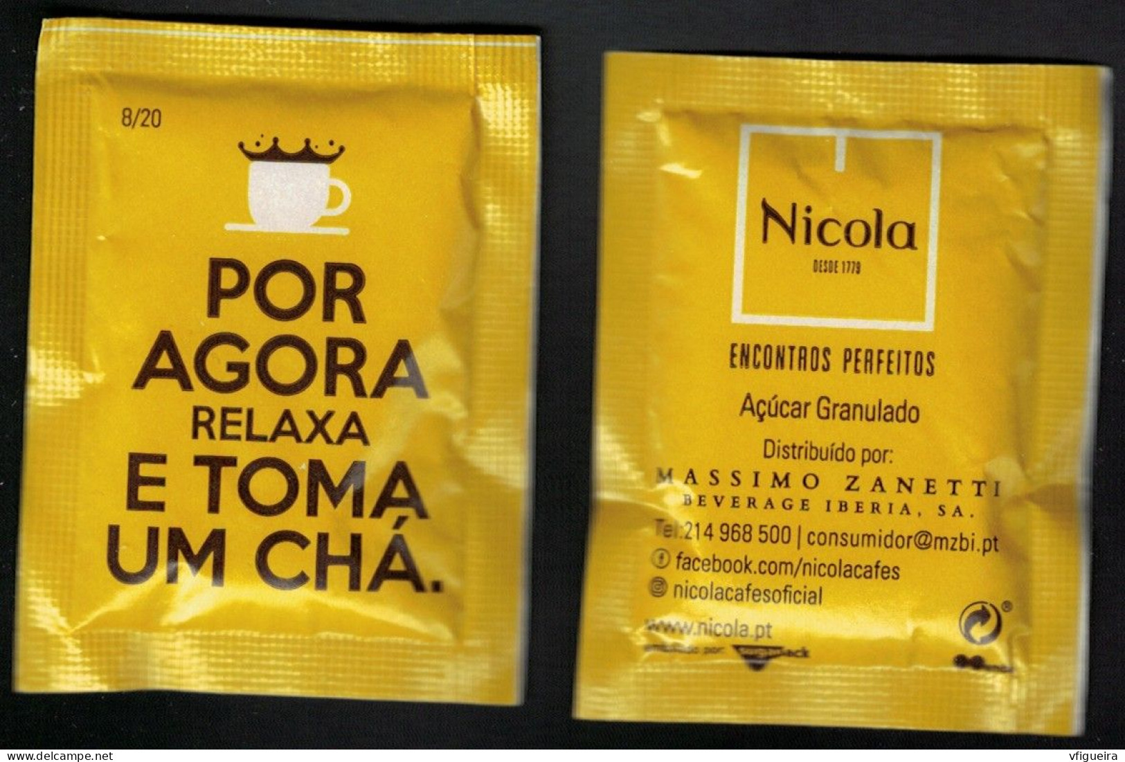 Portugal Sachet Sucre Sugar Bag Cafés Nicola Por Agora Relaxa E Toma Um Chá - Sugars