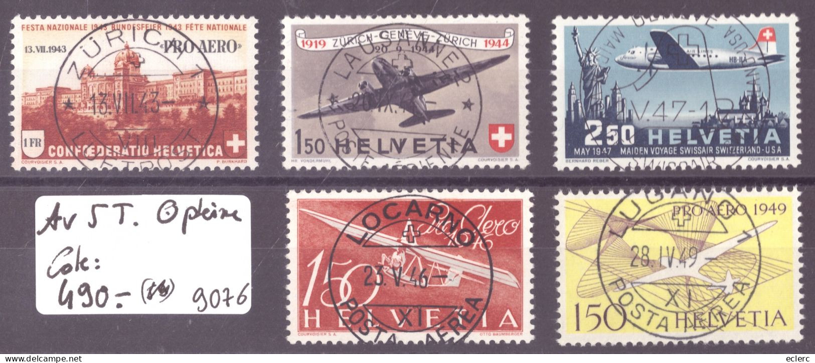 POSTE AERIENNE - 5 TIMBRES AVEC OBLITERATIONS PLEINES PREMIER JOUR - COTE: 490.- - Gebraucht