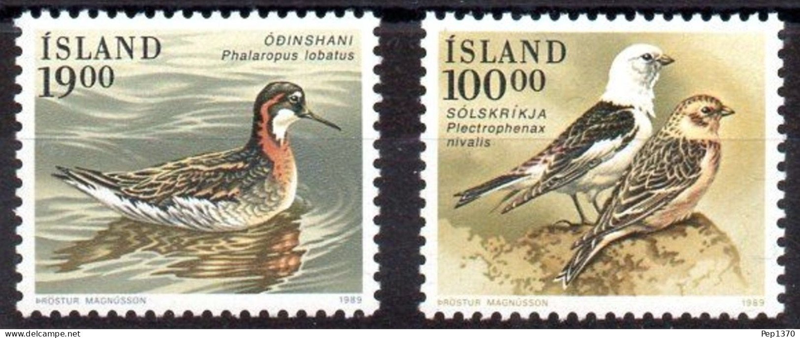 ISLANDIA 1989 - FAUNA ISLANDESA - AVES PAJAROS - YVERT 650/651** - Neufs