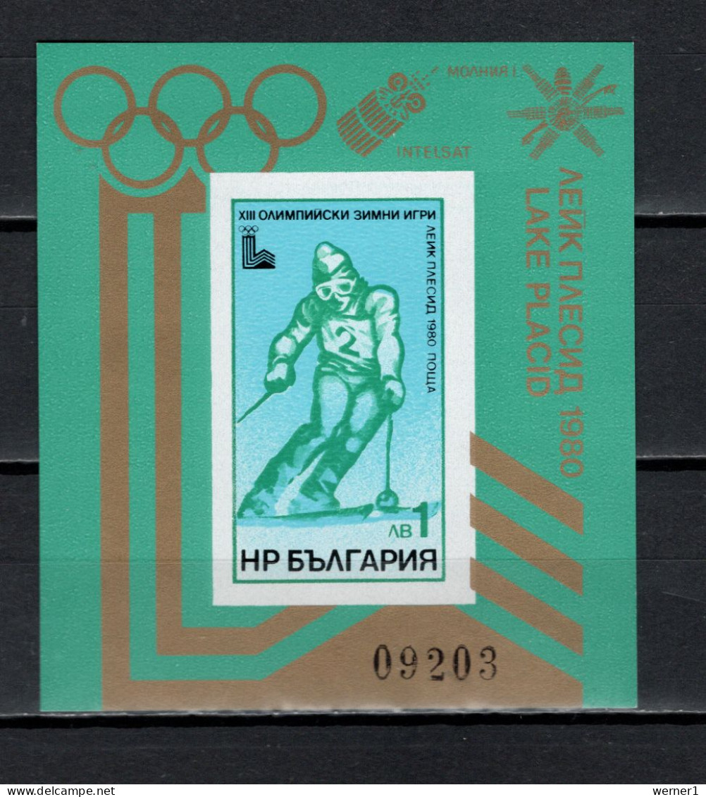 Bulgaria 1979 Olympic Games Lake Placid, Space S/s With Additional Imprint MNH -scarce- - Hiver 1980: Lake Placid