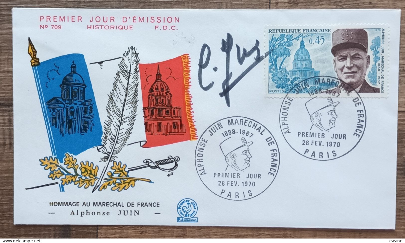 FDC 1970 - YT N°1630 - ALPHONSE JUIN MARECHAL DE FRANCE - PARIS - 1970-1979