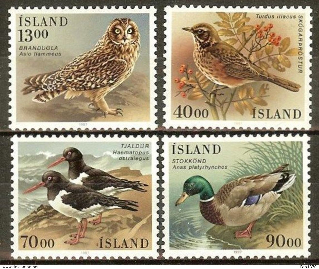 ISLANDIA 1987 - FAUNA ISLANDESA - AVES PAJAROS - YVERT 621/624** - Ungebraucht