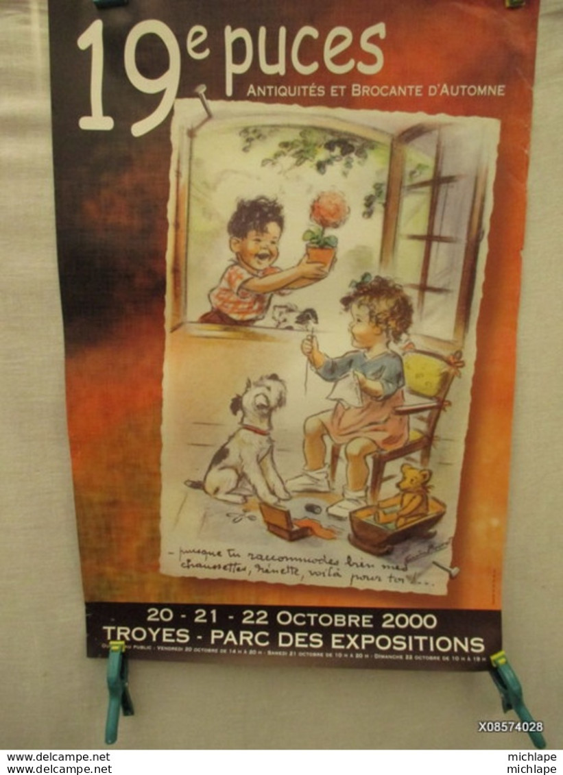 Affiche -   Troyes 19em Puces  -octobre 2000-  40 Cm Sur 60 Cm - Affiches