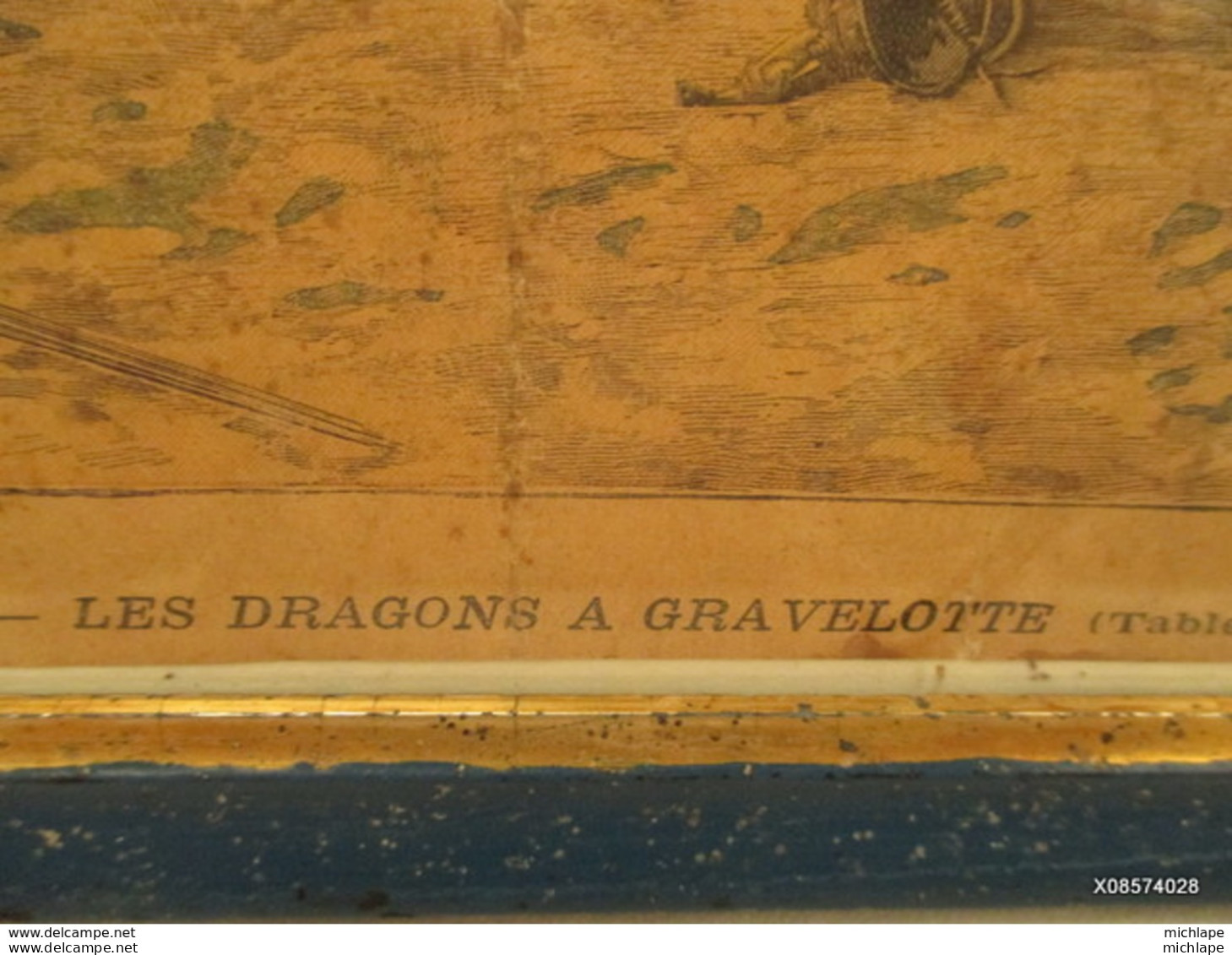 Gravure- Lithographie - Sous Verre - 43 Cm Sur 31 Cm  -les Dragons  A Gravelotte - - Documents