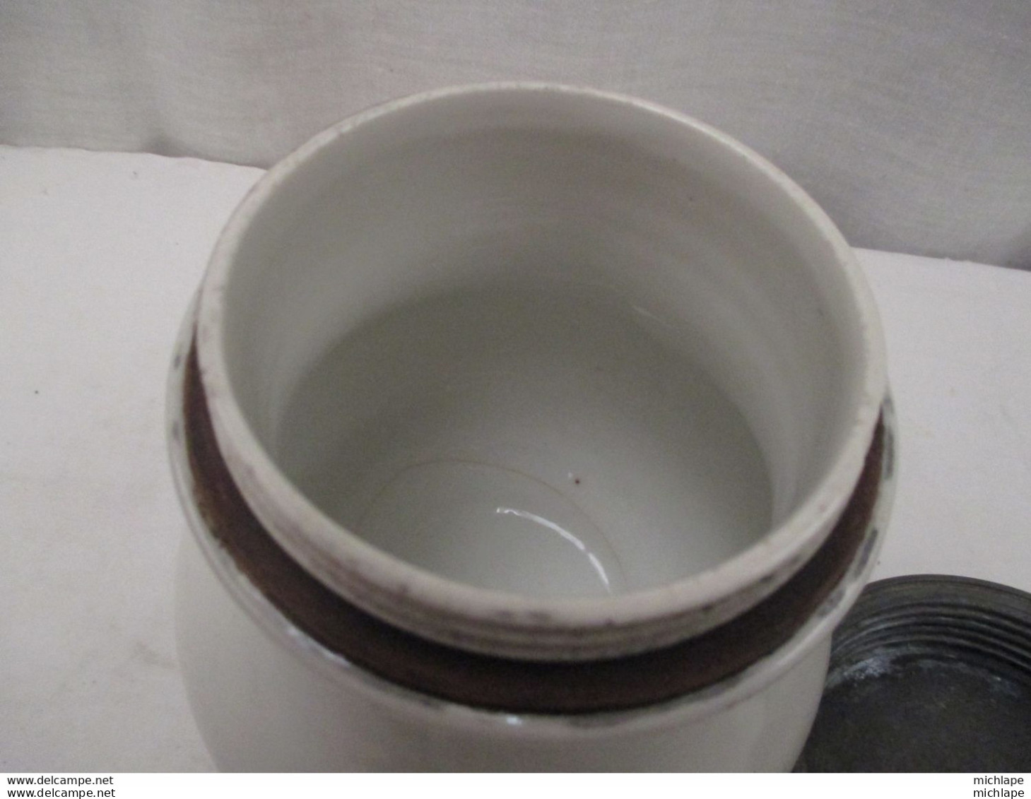 RARE - Pot A Bouillon De Berger  - Corp En Porcelaine Couvercle  En étain  - Systeme  Bouteille  Thermos  Parfait   état - Altri & Non Classificati