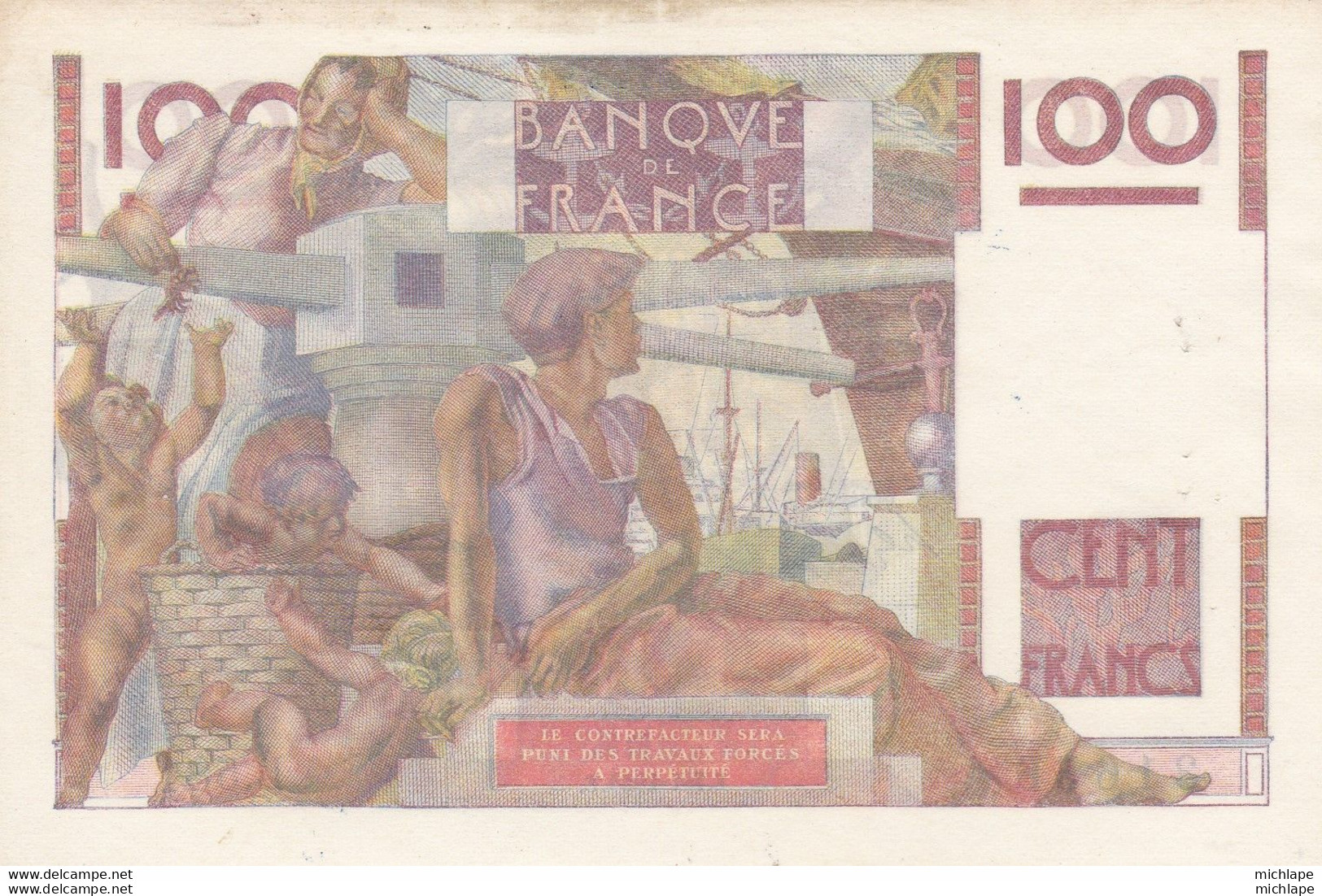 100 Francs  - Jeune  Paysan E 7 -1  1954   - L 581 - 100 F 1945-1954 ''Jeune Paysan''