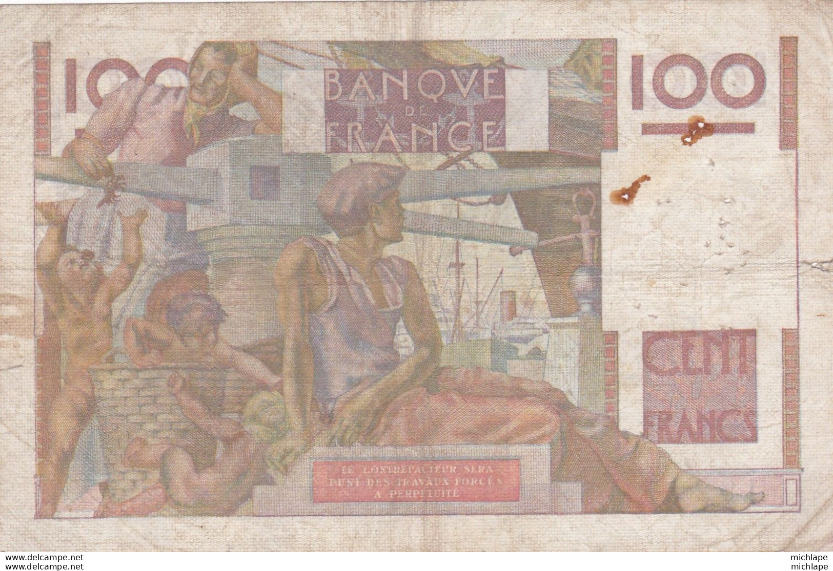 100 Francs  - Jeune  Paysan C . 3 - 4   1952   -  S 439 - 100 F 1945-1954 ''Jeune Paysan''