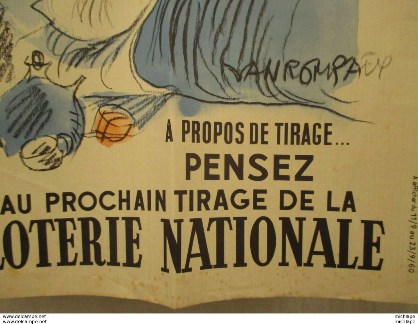 Affiche  Originale 1960 De Vanrompaul Pour La Lotterie  Nationale  - 60 Cm Par 40 Cm  Bon état - Posters