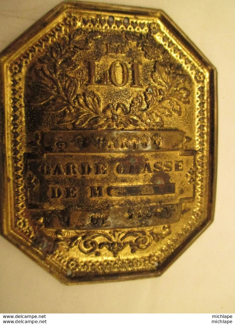 Plaque  De Garde  Chasse  G HARPON - Armi Da Collezione