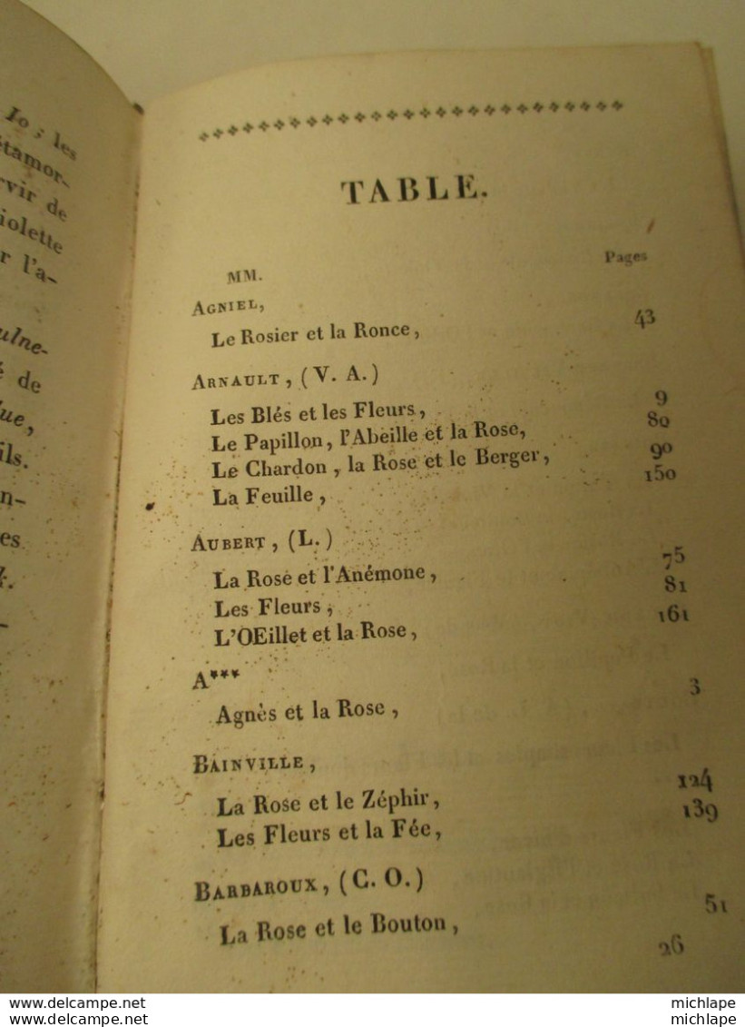 FABLIER DE FLORE  1828  - 314 pages  reliées  - format  9 cm  par 14  couverture  cartonnée - bon état