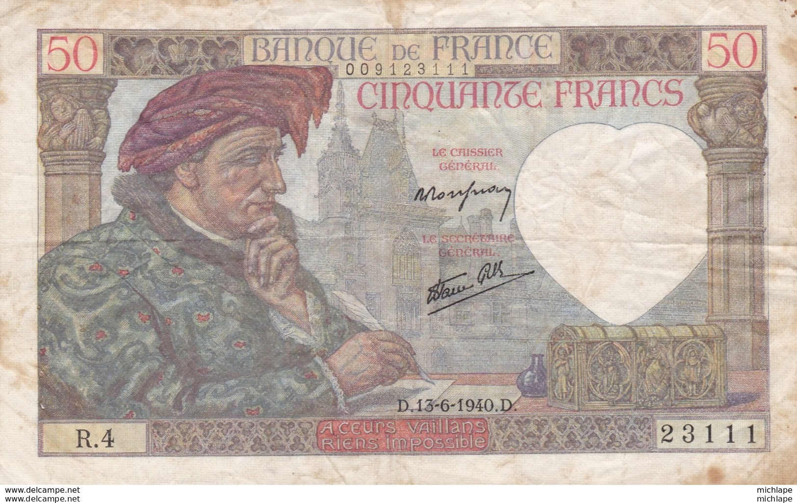 Billet De  50 Francs Jacques Coeur  1940 - 50 F 1940-1942 ''Jacques Coeur''