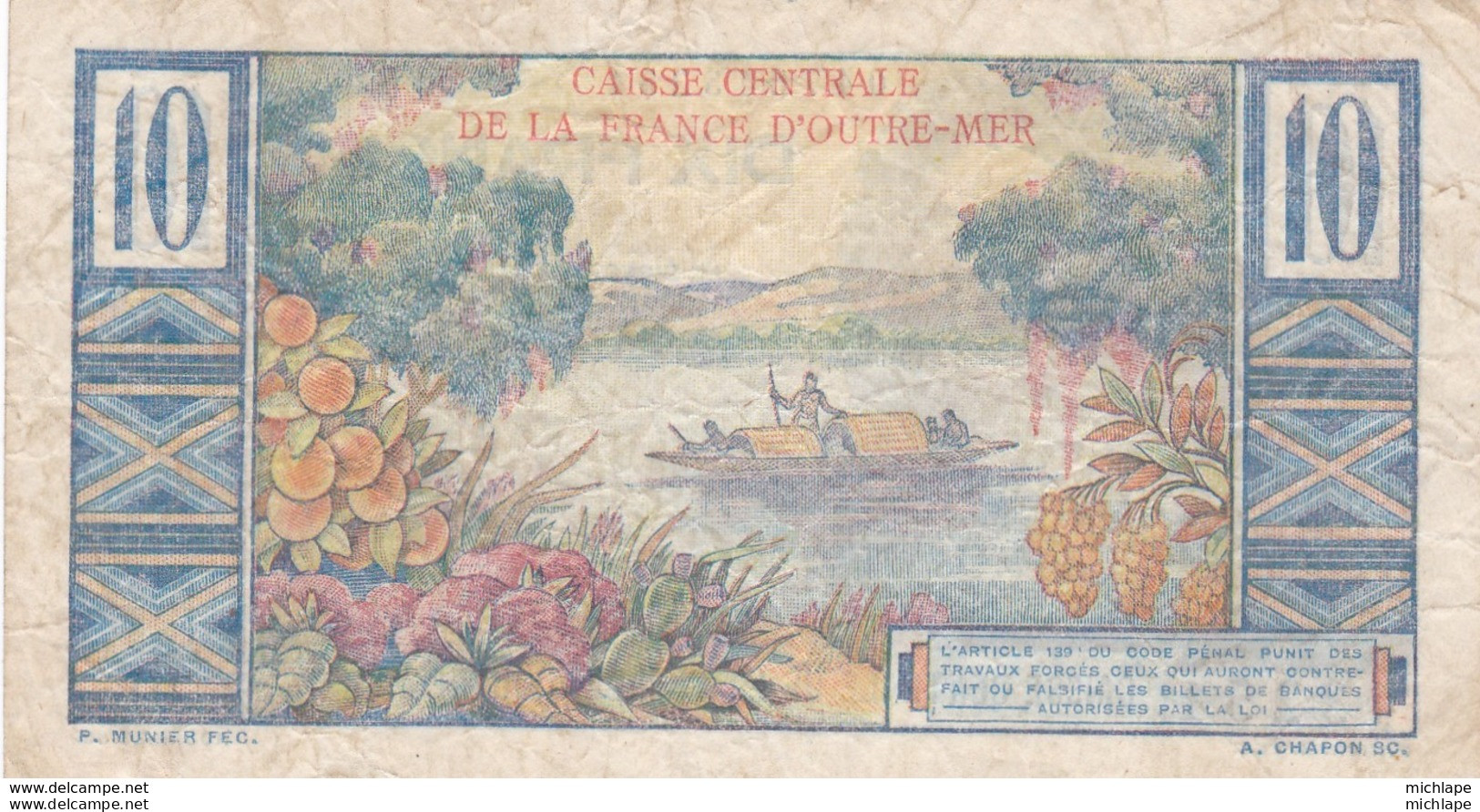 Billet De  10 Francs  Outre Mer - Territorios Francés Del Pacífico (1992-...)