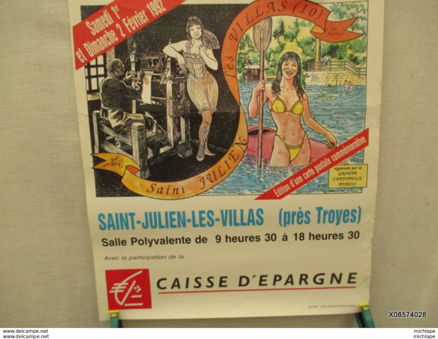 Affiche -  Bourse Cartes Postales  St Julien (Troyes)  -fevrier 1992  40 Cm Sur 60 Cm - Posters