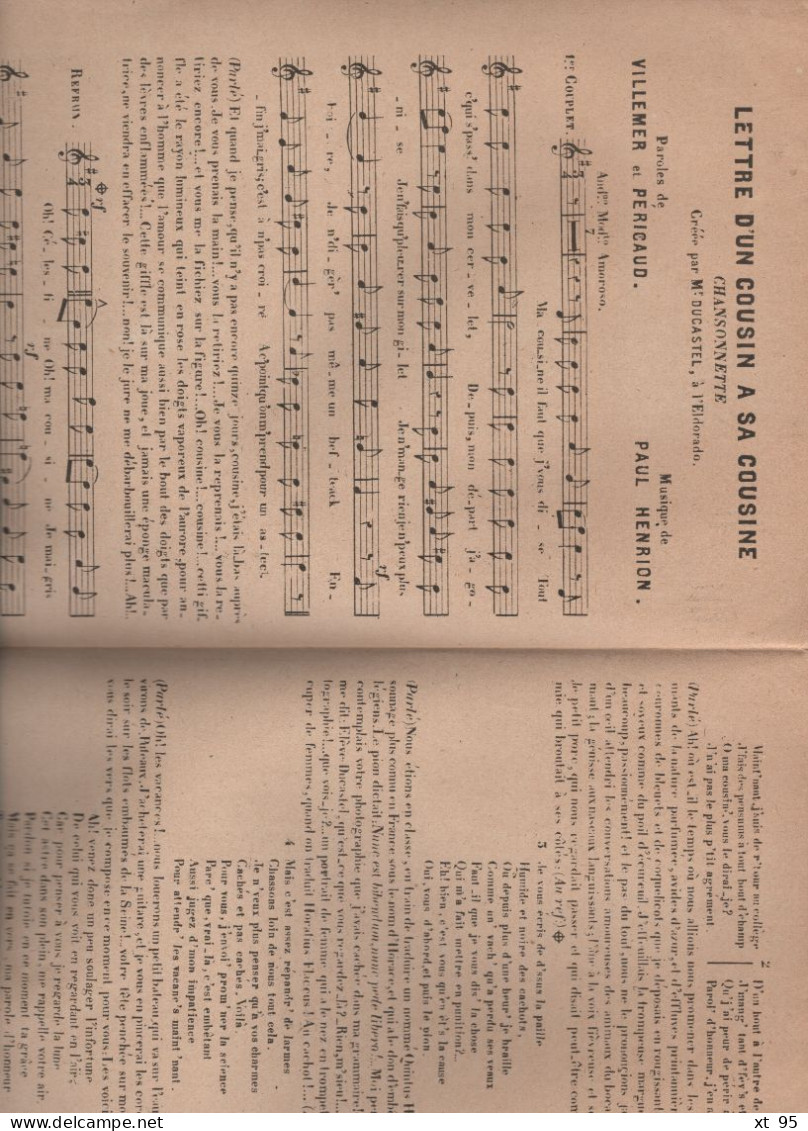 Partition - Lettre D'un Cousin A Sa Cousine - Paul Henrion - Partitions Musicales Anciennes