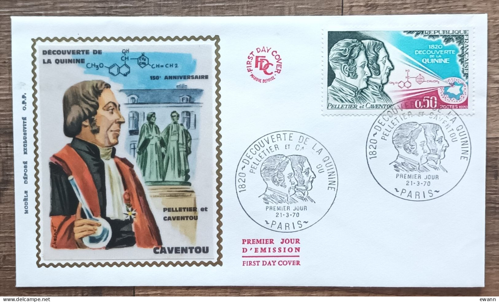 FDC 1970 - YT N°1633 - DECOUVERTE DE LA QUININE / PELLETIER ET CAVENTOU - PARIS - 1970-1979