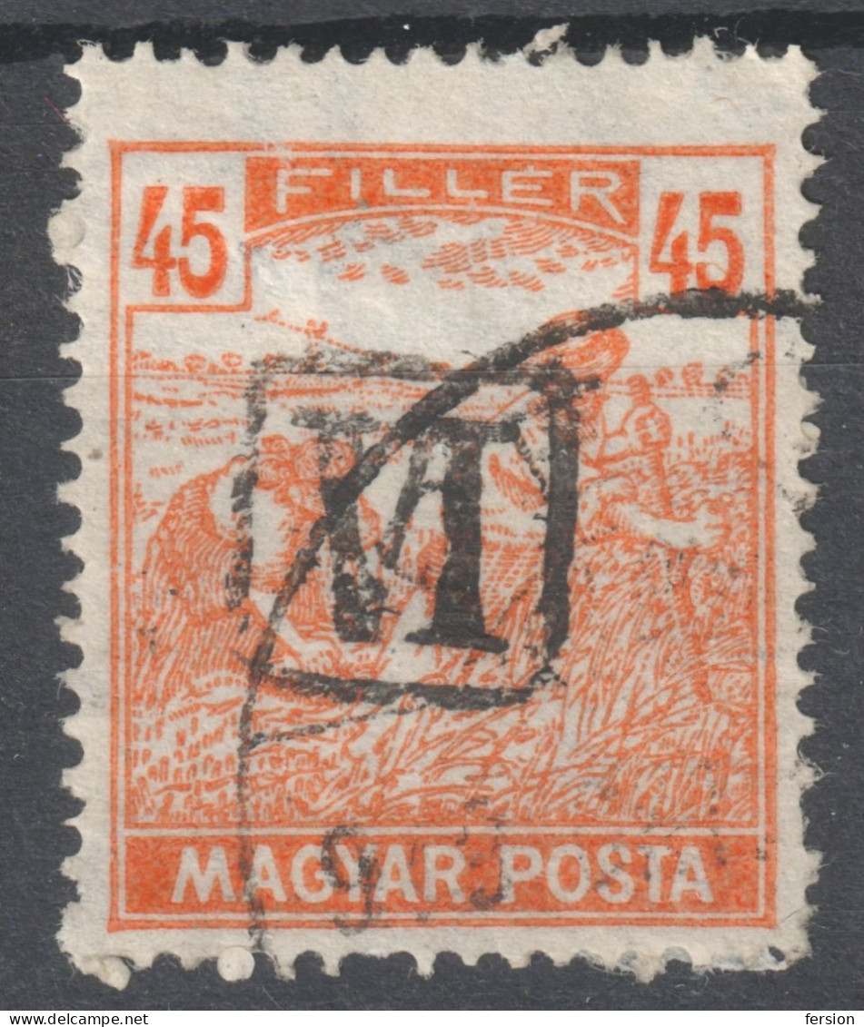 1919 Hungary Baranya SHS Yugoslavia Vojvodina Croatia Local Issue Occupation DUE PORTO VI 45 F Harvester PÉCS Postmark - Baranya