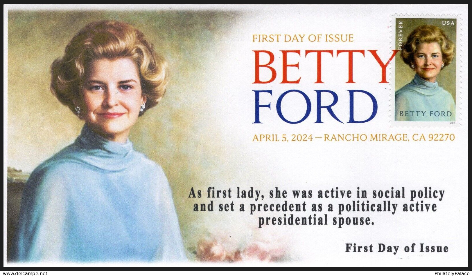 USA 2024 Betty Ford,Wife Of President Gerald Ford,Health,Breast Cancer Awareness,First Lady,FDC (**) - Covers & Documents