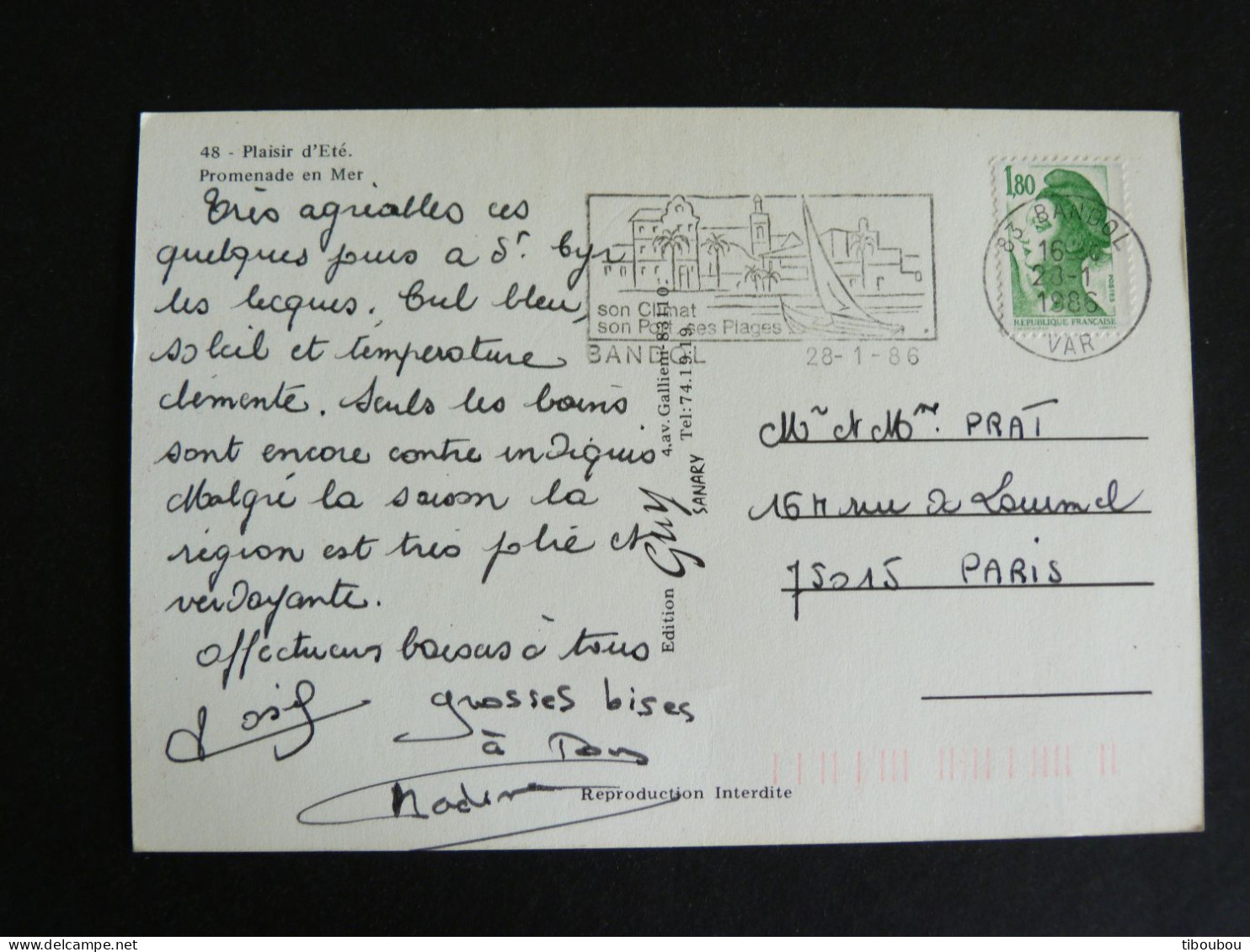 BANDOL - VAR - FLAMME SUR LIBERTE GANDON - PROMENADE EN MER - Mechanical Postmarks (Advertisement)