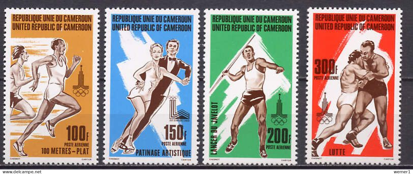 Cameroon - Cameroun 1980 Olympic Games Moscow / Lake Placid, Athletics, Wrestling Etc. Set Of 4 MNH - Summer 1980: Moscow