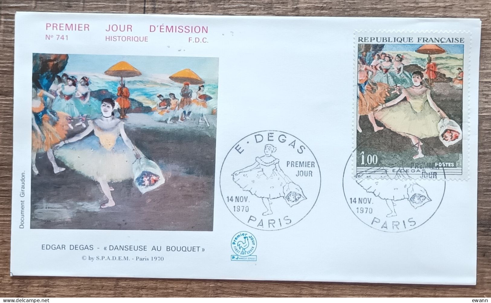 FDC 1970 - YT N°1653 - EDGAR DEGAS - PARIS - 1970-1979