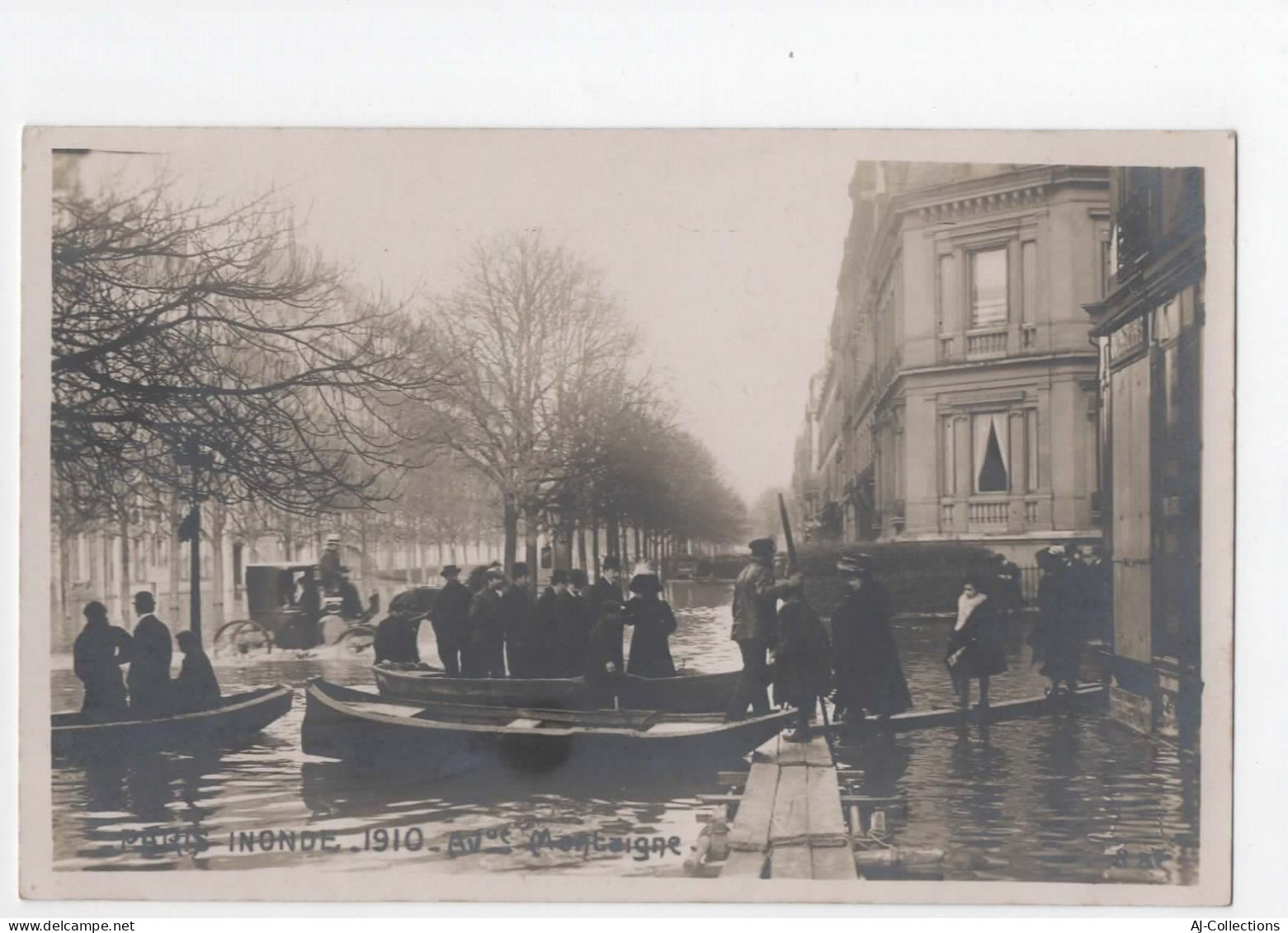 AJC - Paris Inondé - 1910 - Avenue Montaigne Carte Photo - Other Monuments