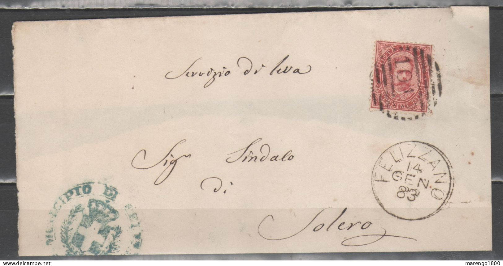 ITALIA 1883 - Lettera Con Effigie 10 C. (1879) Annullo Felizzano - Timbro Comune         (g9677) - Marcophilie