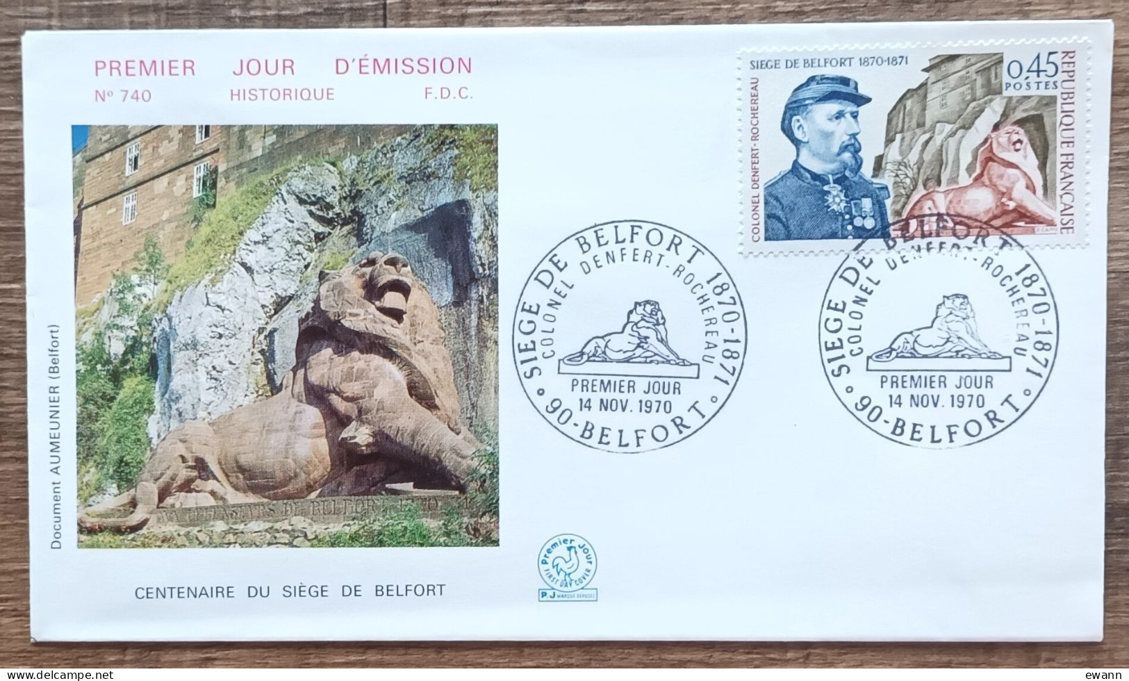 FDC 1970 - YT N°1660 - SIEGE DE BELFORT - 1970-1979