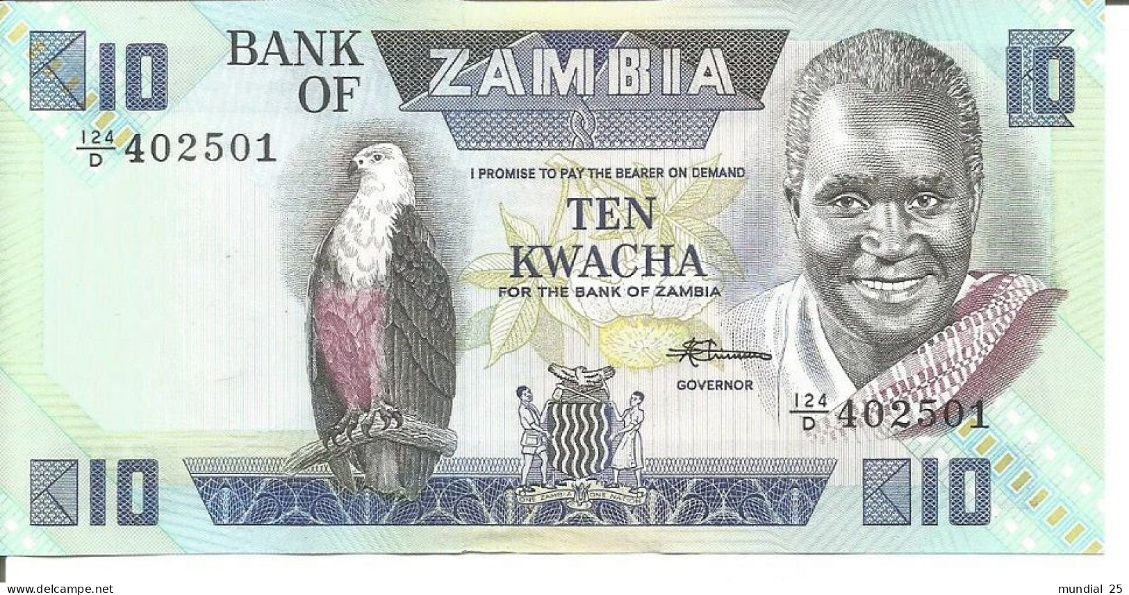 ZAMBIA 10 KWACHA N/D (1986) - Zambie