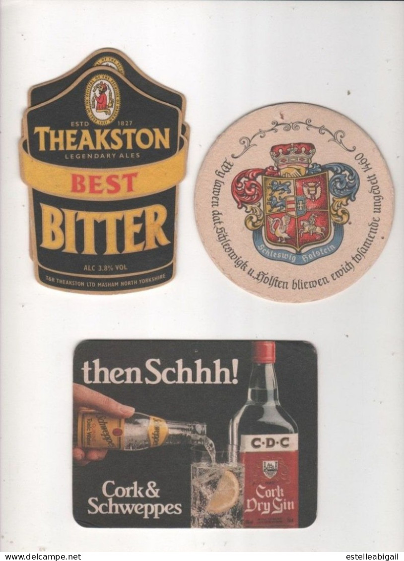 Cork & Schweppes - Holsten - Theakston - Beer Mats