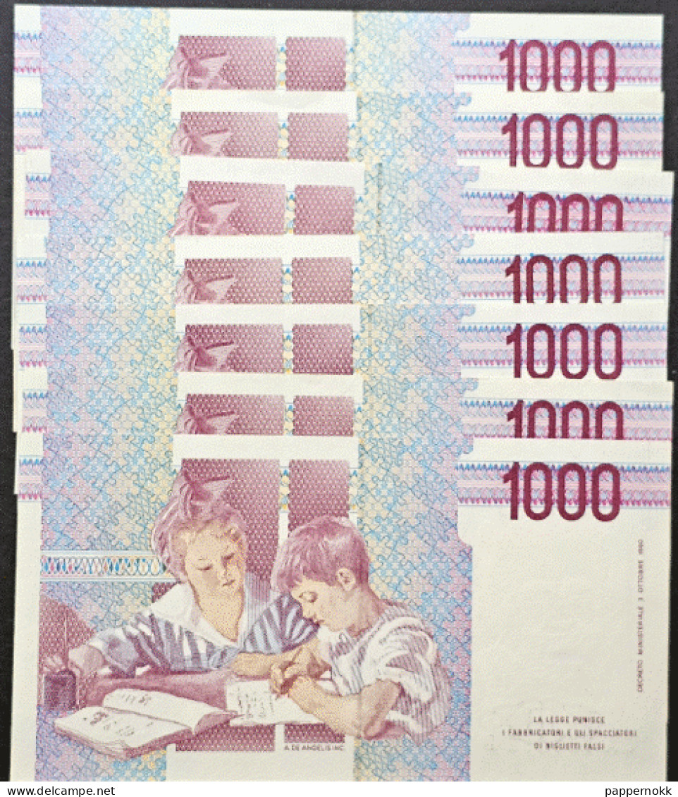 1000 Lire Montessori - Ciampi.  16 Banconote Serie AB/EA/FA/FB/ PA/VC/HA.  FDS Mai Circolate - 1.000 Lire