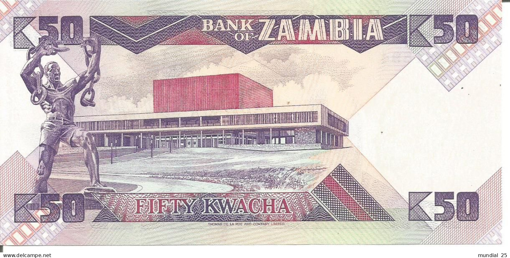 ZAMBIA 50 KWACHA N/D (1986 - 1988) - Sambia