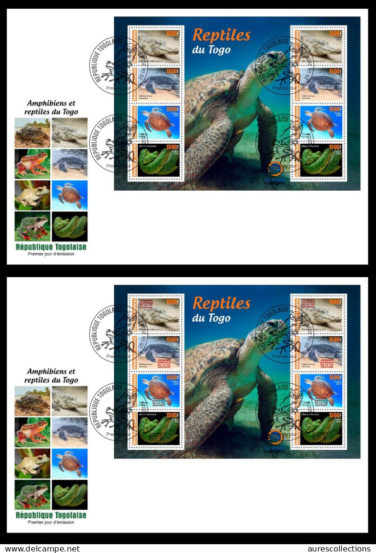 TOGO 2024 FDC MS 8V - REG & OVERPRINT - REPTILES - TURTLE TURTLES TORTUES SNAKE SNAKES SERPENTS CROCODILE - Schildkröten