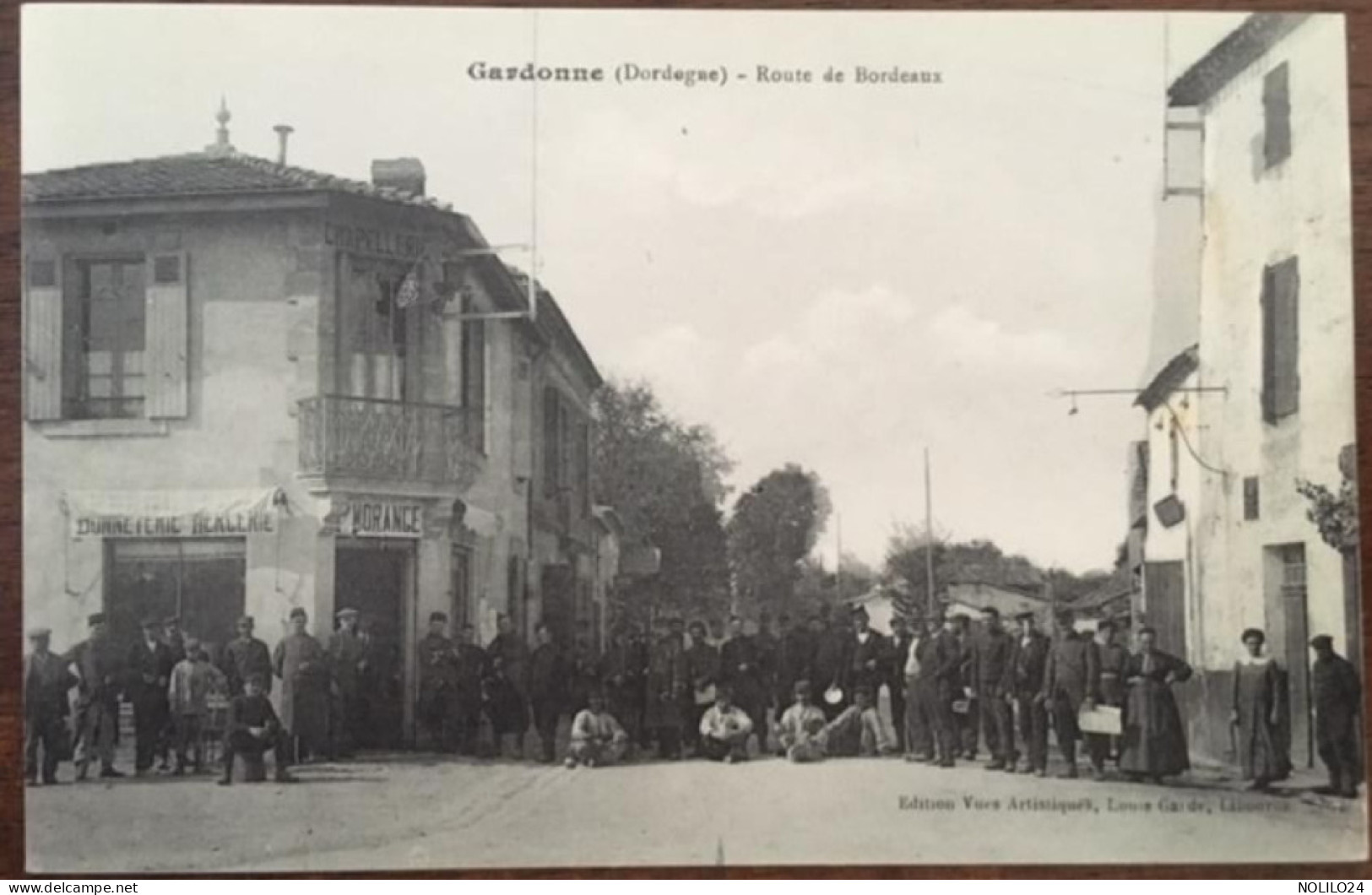 Cpa 24 Dordogne, Gardonne, Route De Bordeaux, Animée, Enseigne Bonneterie Mercerie Morange, éd L.Garde, écrite En 1917 - Autres & Non Classés