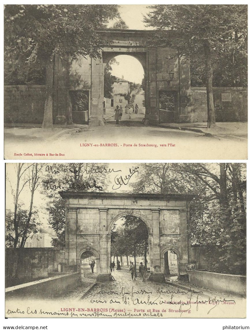 55  LIGNY En BARROIS   Porte Et Rue  De Strasbourg - Ligny En Barrois