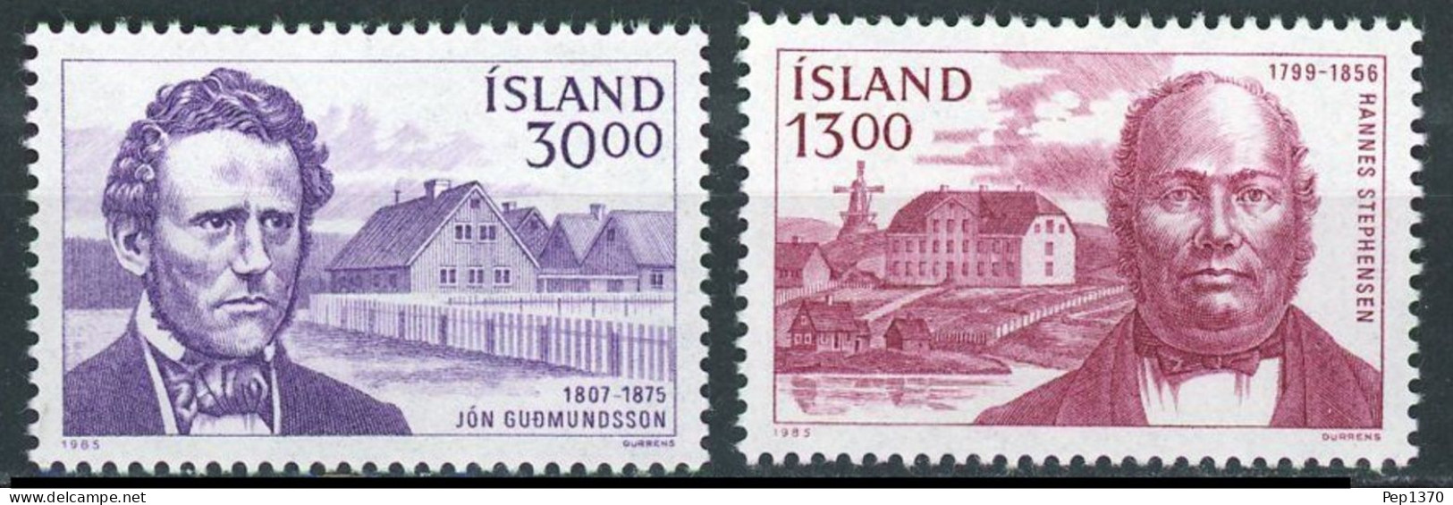 ISLANDIA 1985 - ICELAND - PERSONAJES ISLANDESES POLITICOS - YVERT 592/593** - Ongebruikt