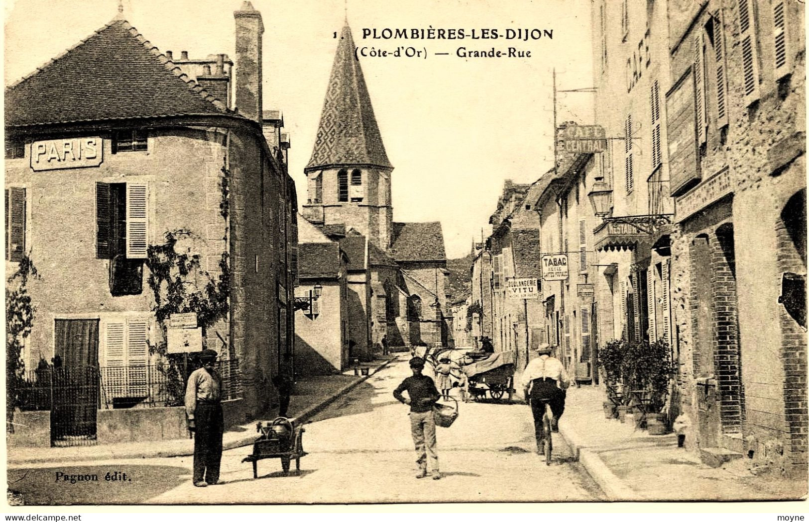 2218 - 21 -  PLOMBIERES Les DIJON  :  Grande Rue - Boulangerie VITU Et Bureau De Tbac à Droite.circulée En .1916 - Autres & Non Classés