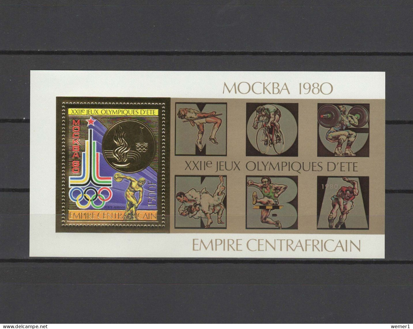 Central Africa 1979 Olympic Games Moscow, Cycling, Weightlifting, Judo Etc. Gold S/s MNH -scarce- - Summer 1980: Moscow