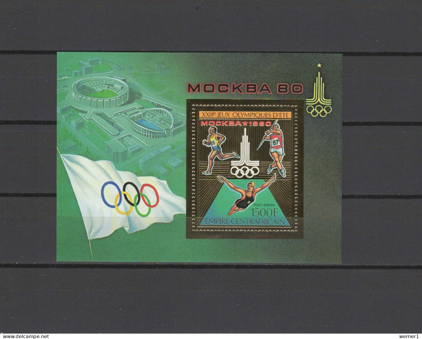 Central Africa 1979 Olympic Games Moscow, Athletics, Javelin Gold S/s MNH - Sommer 1980: Moskau