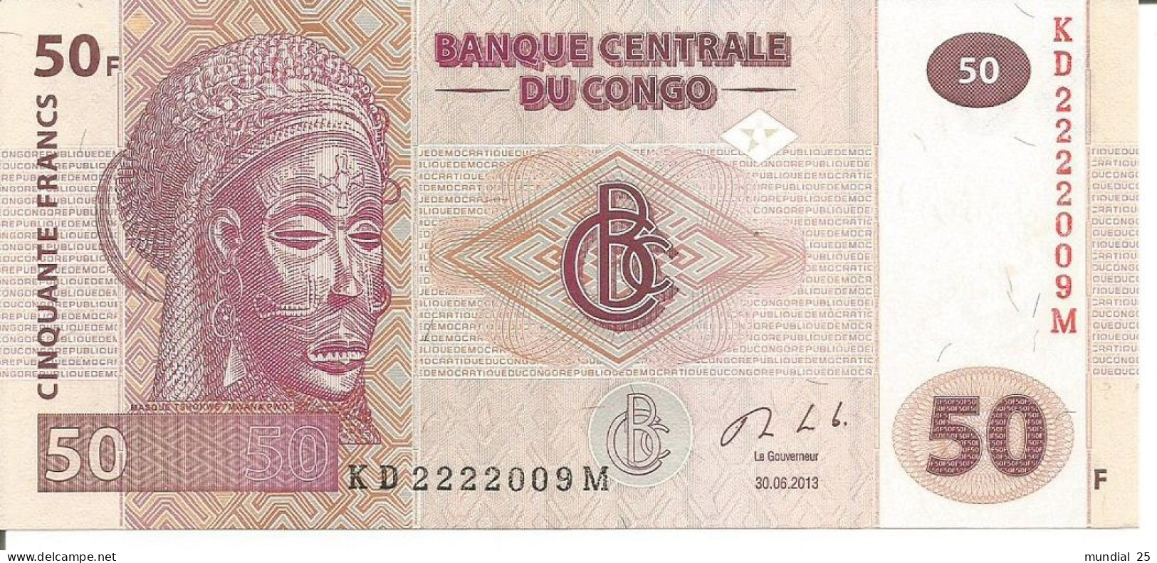 CONGO 50 FRANCS 30/06/2013 - Repubblica Democratica Del Congo & Zaire