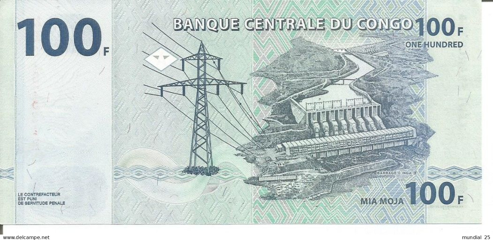 CONGO 100 FRANCS 30/06/2013 - Repubblica Democratica Del Congo & Zaire