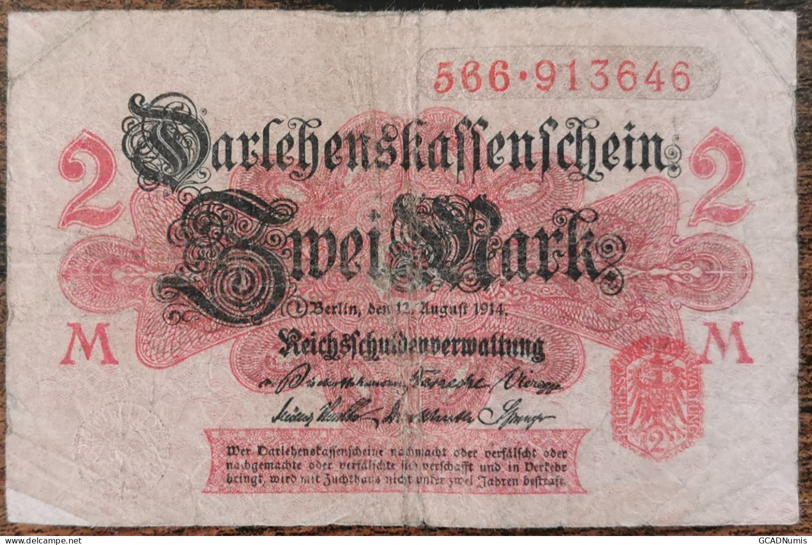 Billet Allemagne 2 Mark 12 - 8 - 1914 / Zwei Mark - Altri & Non Classificati