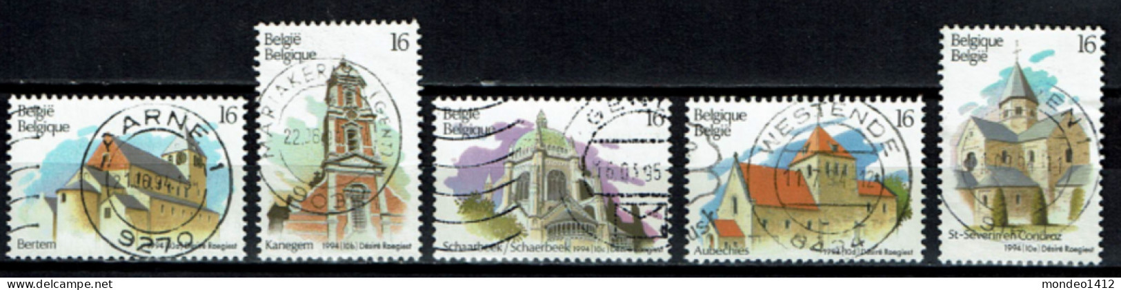 België 1994 OBP 2561/2565 - Y&T 2555/59 - Tourisme, Bertem, Kanegem, Schaarbeek, Aubechies, St-Séverin-en-Condroz - Used Stamps